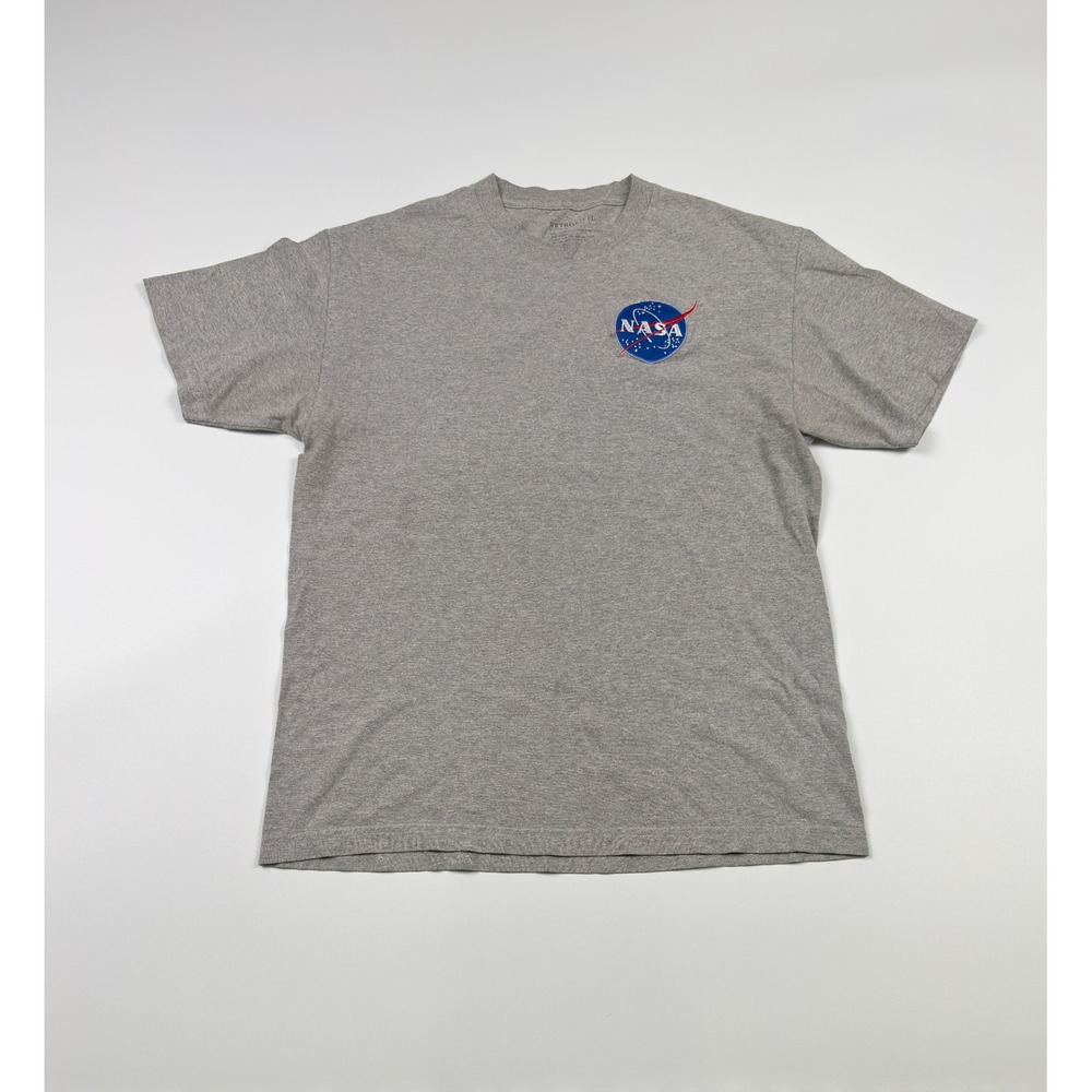 Retrofit NASA T-Shirt Mens Large Gray Good Embroidered Logo Short Sleeve Tee